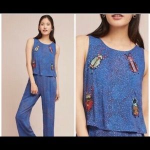 Anthropologie Beaded Bug Romper